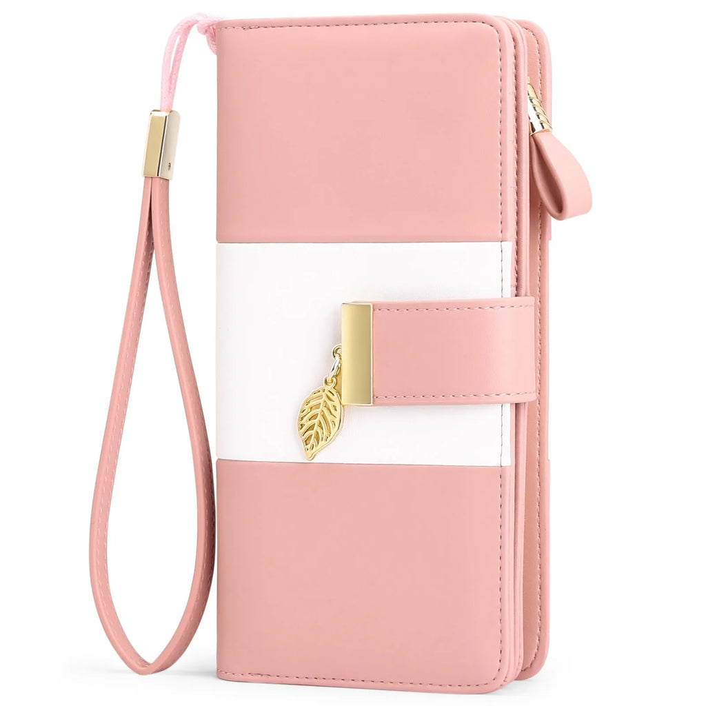 Anti theft clutch handbag with lock opening in PU leather, showing interior organisation and colour options