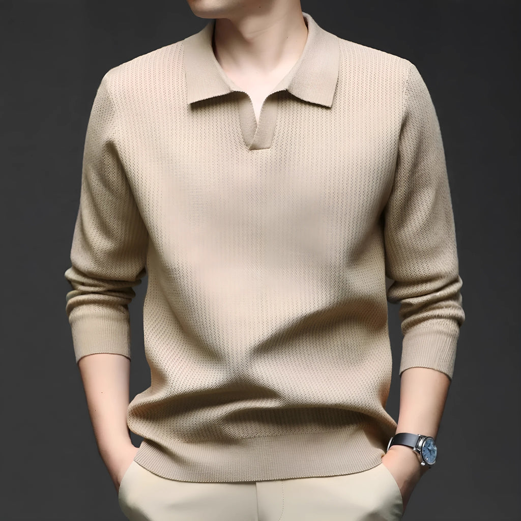 Men's loose fit pullover sweater in green colour, casual design with long sleeves