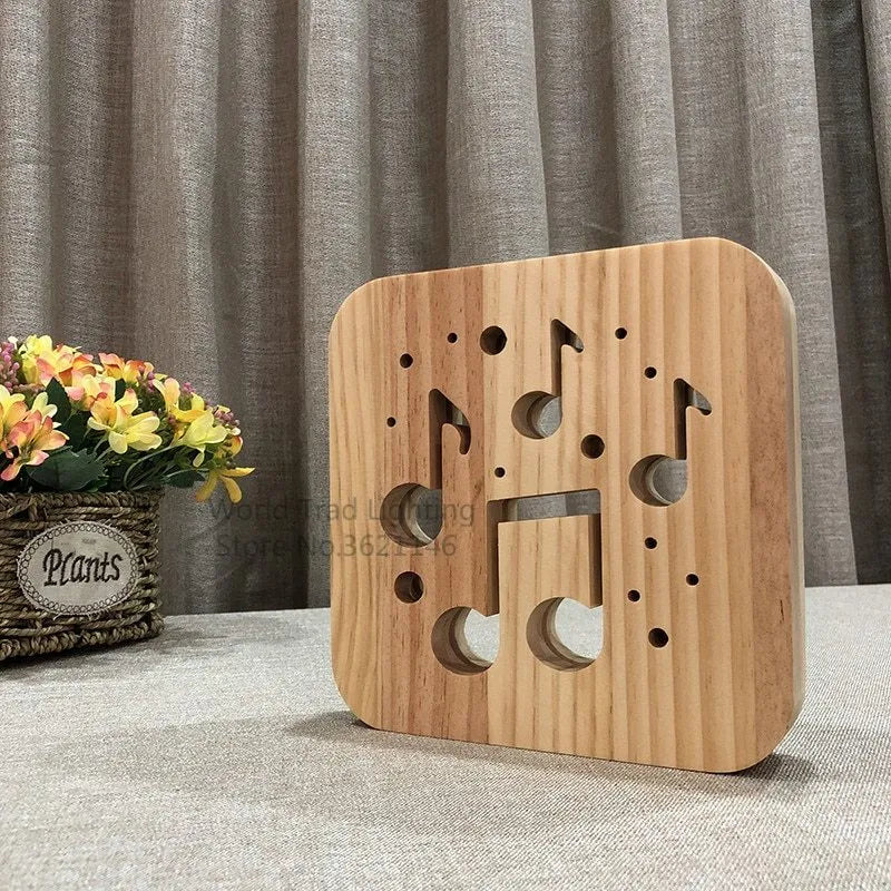 Wooden LED atmosphere lamp with pine construction and warm white illumination measuring 19cm