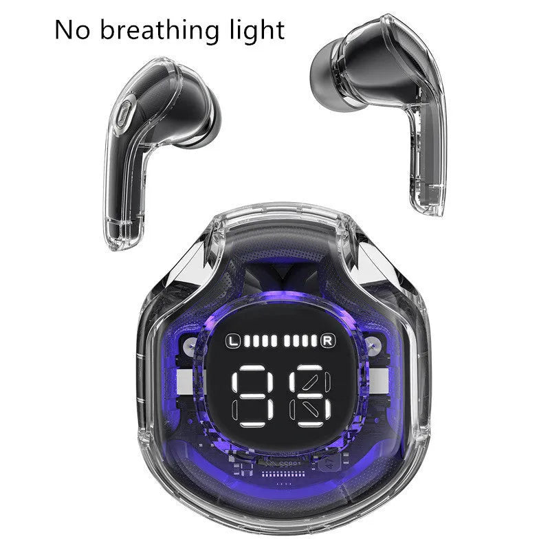 Transparent Bluetooth wireless earphones in five colour options with breathing light feature