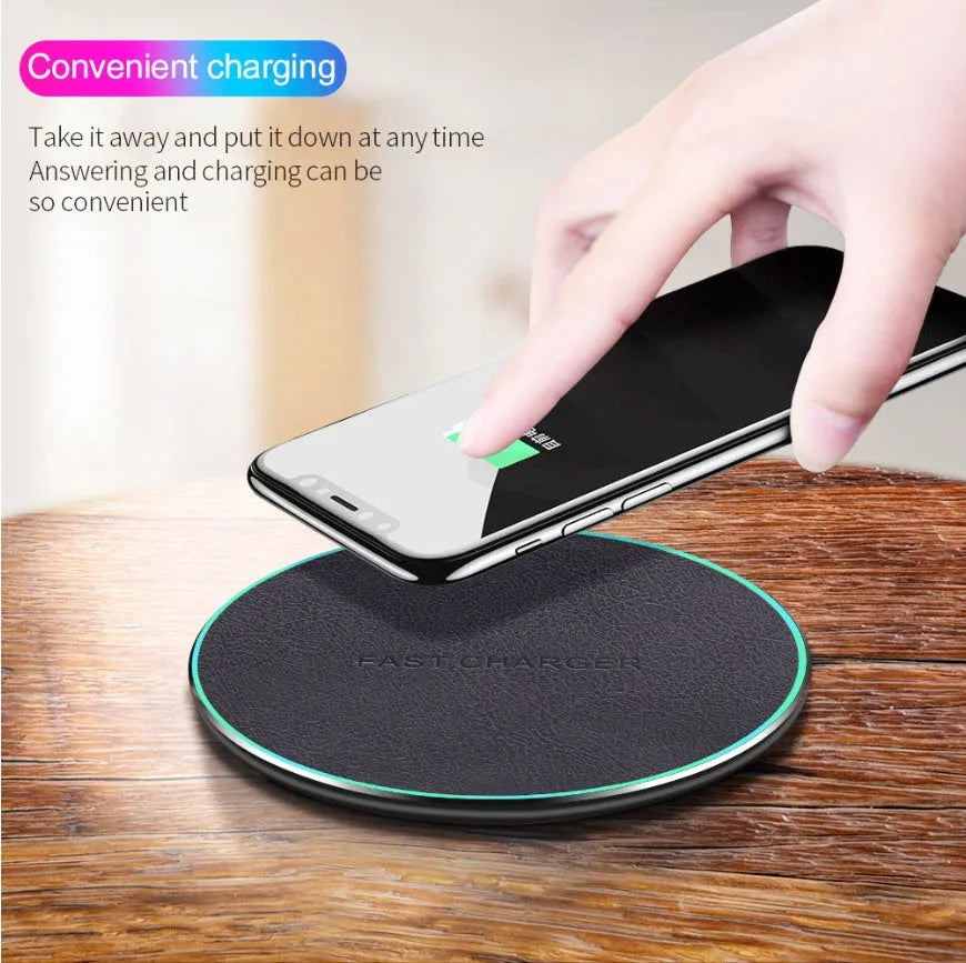 Black Qi wireless charging pad for iPhone 11 with 7.5W fast charging