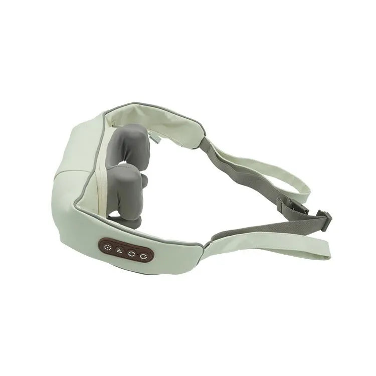 Blue rechargeable foldable electric neck and back massager with temperature adjustment