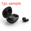 Black and white M18 true wireless in-ear headphones with compact rectangular charging case.