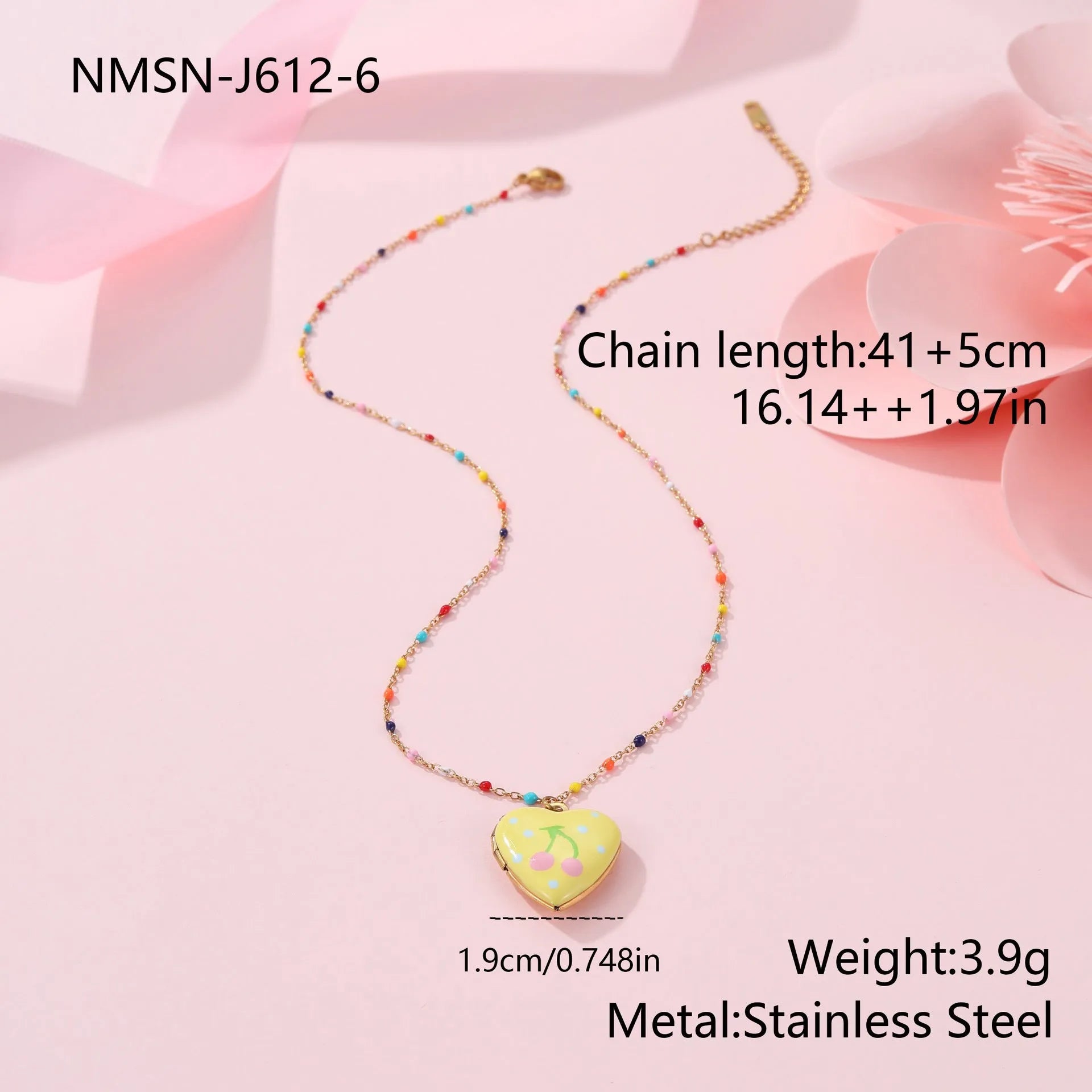 Gold-plated stainless steel necklace with fruit pendant on adjustable chain