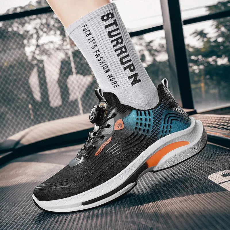 Men's low-top mesh sneakers with a rotating buckle closure, shown in multiple colour options.