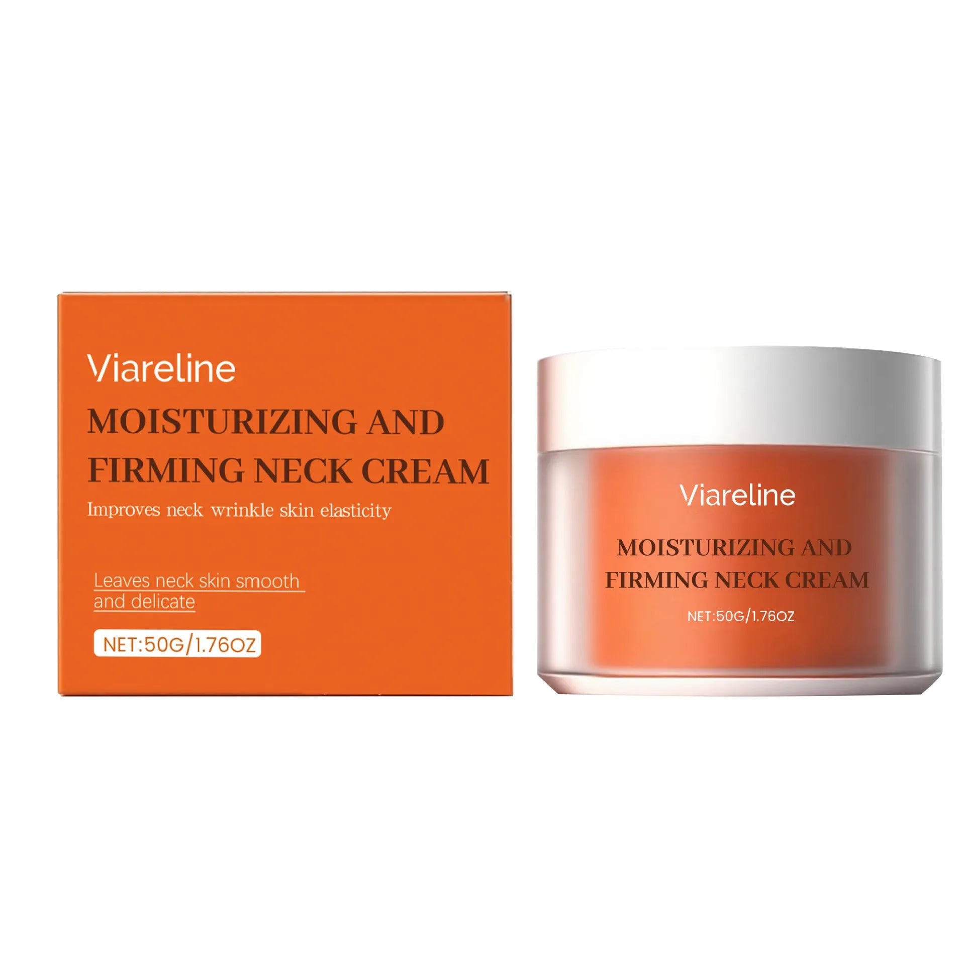 50g neck moisturising cream in 6.3cm square jar for daily contour care