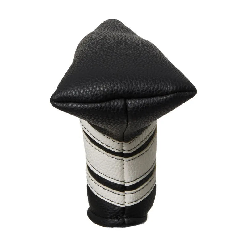 Black PU leather golf club head cover with matching push rod sleeve case