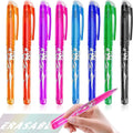 Heat-erasable gel pen with stainless steel nib in 0.5mm or 0.7mm sizes and water-based paint ink