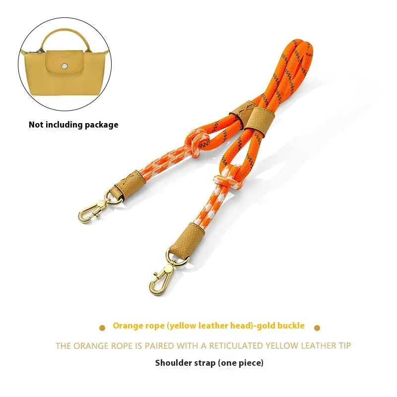 Braided nylon and leather shoulder strap with alloy buckle for bag modification