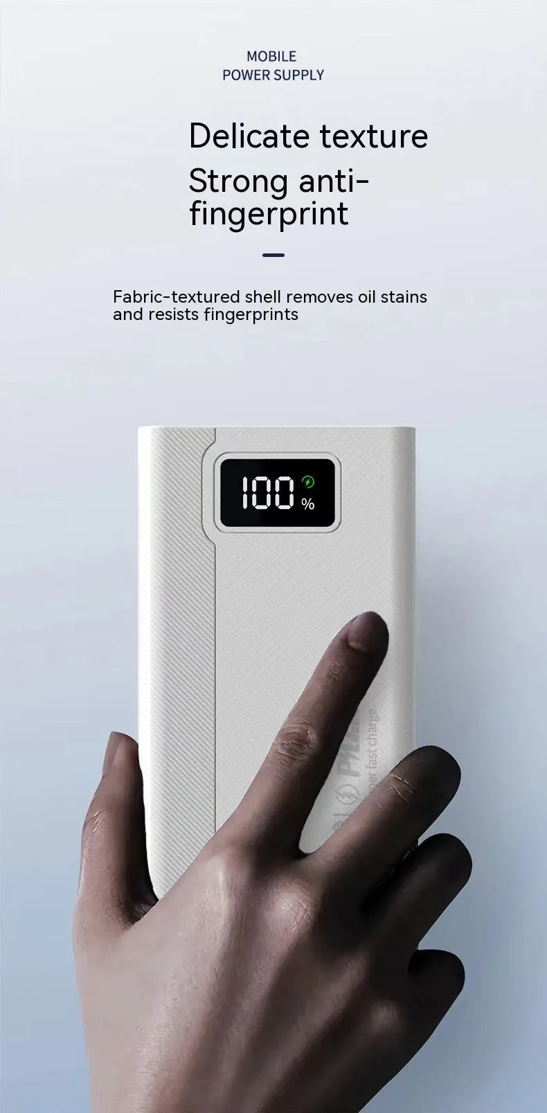 Black and white large capacity plastic power bank with fast charging