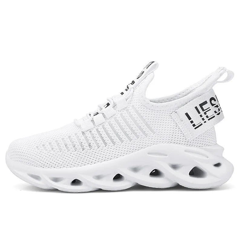Kids Velcro sneakers in black, khaki or white colours with fabric upper and EVA sole