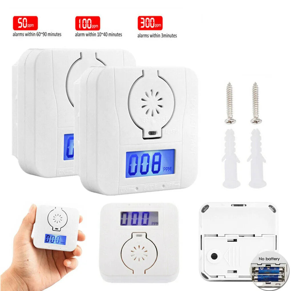White wireless carbon monoxide alarm for wall mounting with 1.5m detection range