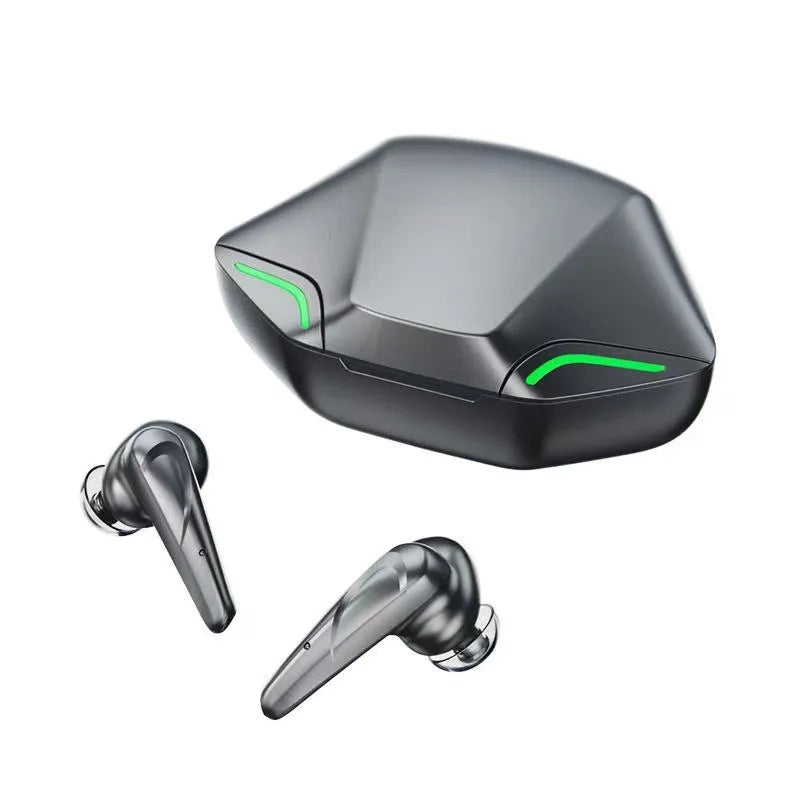 Wireless Bluetooth gaming headset with compact charging case in black, grey, white or yellow