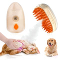 Yellow cat steam brush with silicone bristles, water reservoir, and ringworm detection light