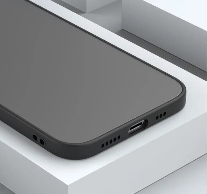 Frosted hard protective iPhone case in sea blue colour showing full lens cover and precise port cut-outs.