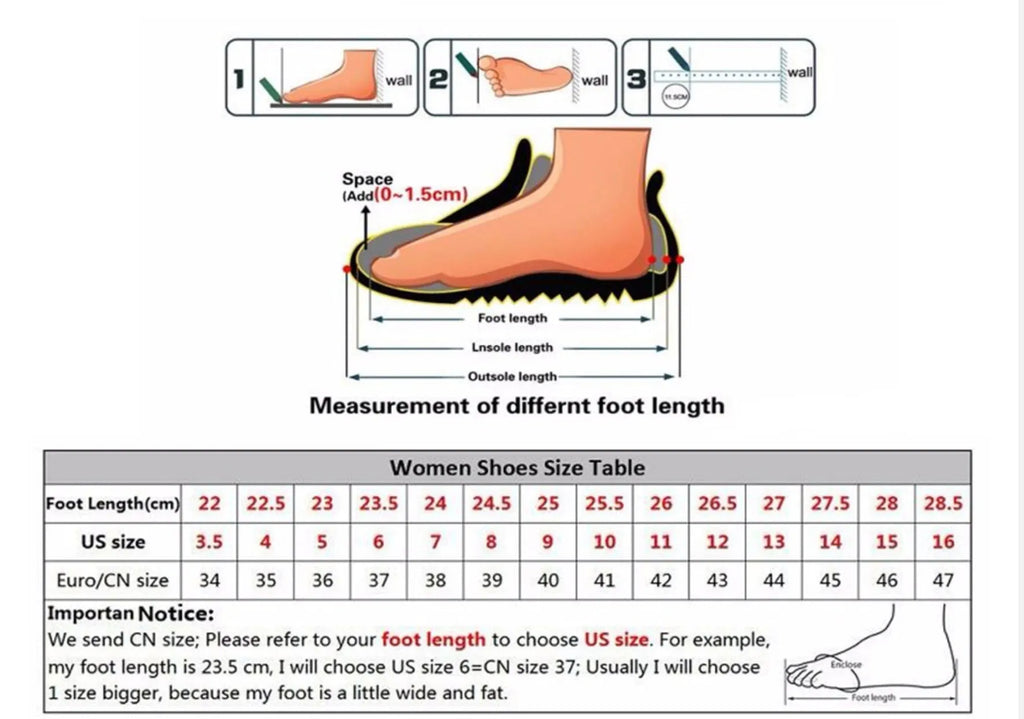 Women's pointed toe sandals with stiletto heel and diamond detail, made from PVC, shown on a size chart.