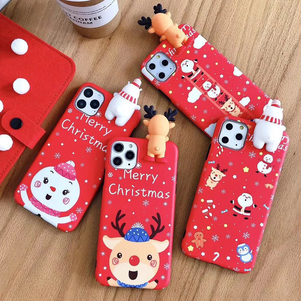 Christmas-themed silicone iPhone case back cover in festive colours for iPhone 6 to 11 Pro Max.