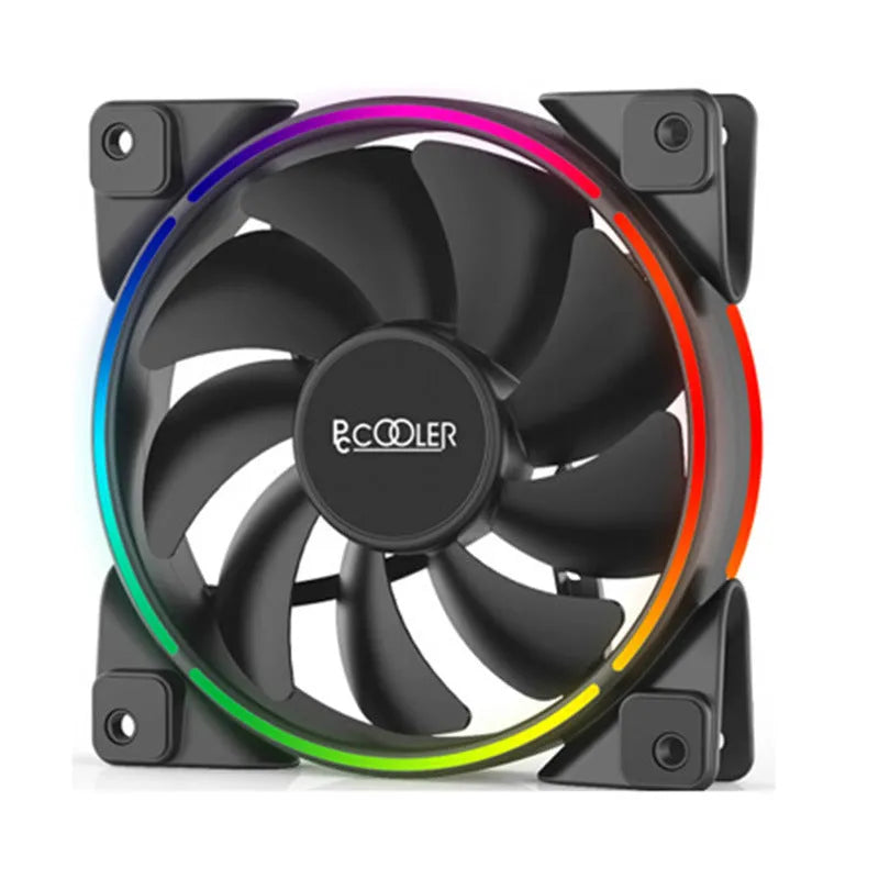 Set of three black 120mm RGB cooling fans for PC computer case