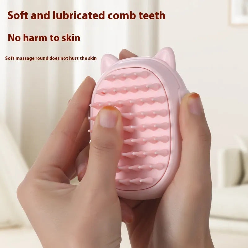 Multifunctional pet comb with laser toy for cat and dog grooming in pink or yellow colour