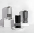 Compact car indoor wireless air purifier in aluminium alloy and ABS construction with negative ion generator