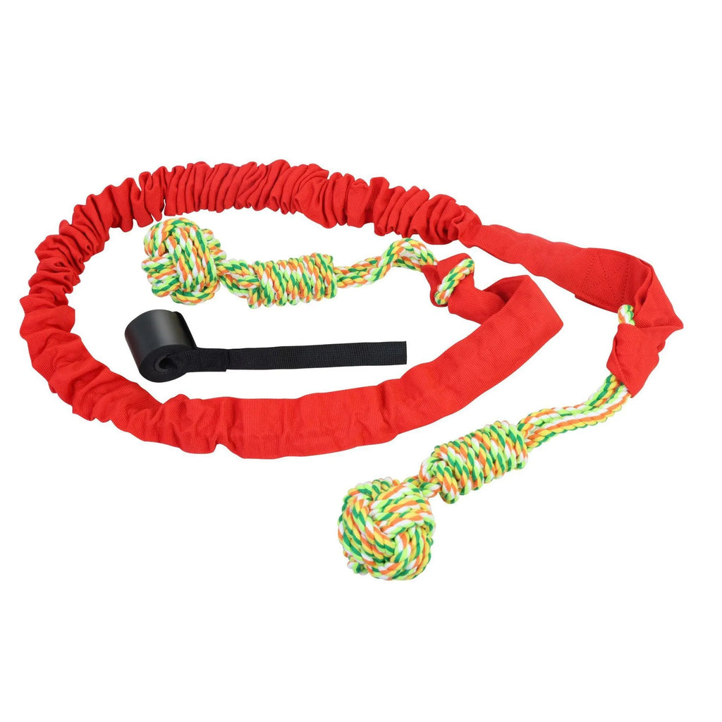 Cotton thread dog tug-of-war rope toy in black, grey, or red colours for interactive play