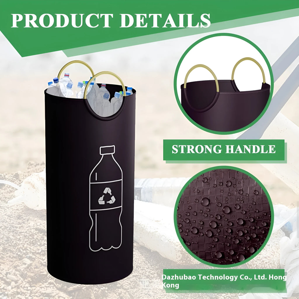 Portable round plastic rubbish bin with 38cm diameter and 72cm height dimensions