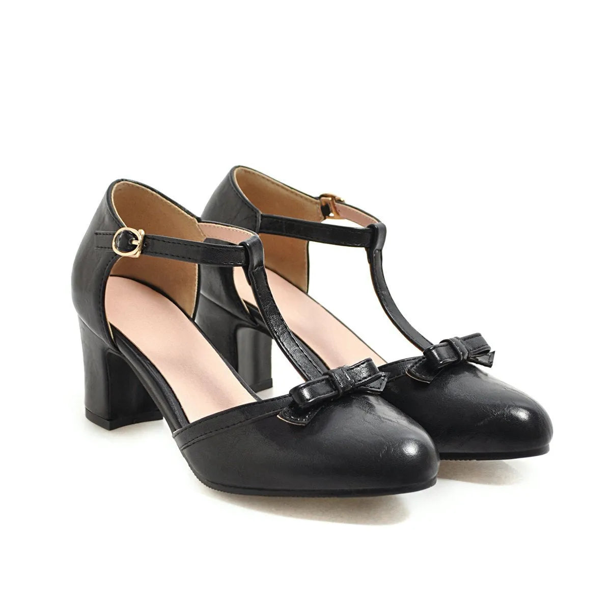Women's apricot chunky heel sandals with bow tie, hollow out detail, and 6.5cm mid-heel