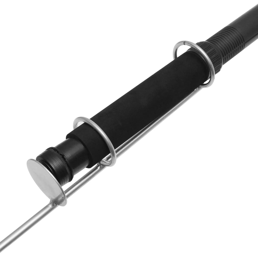 White LED fishing rod light on a telescopic pole with a remote control, showing the 120x95mm panel.