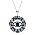 Copper devil's eye pendant necklace for women with a cross chain style and electroplated finish.