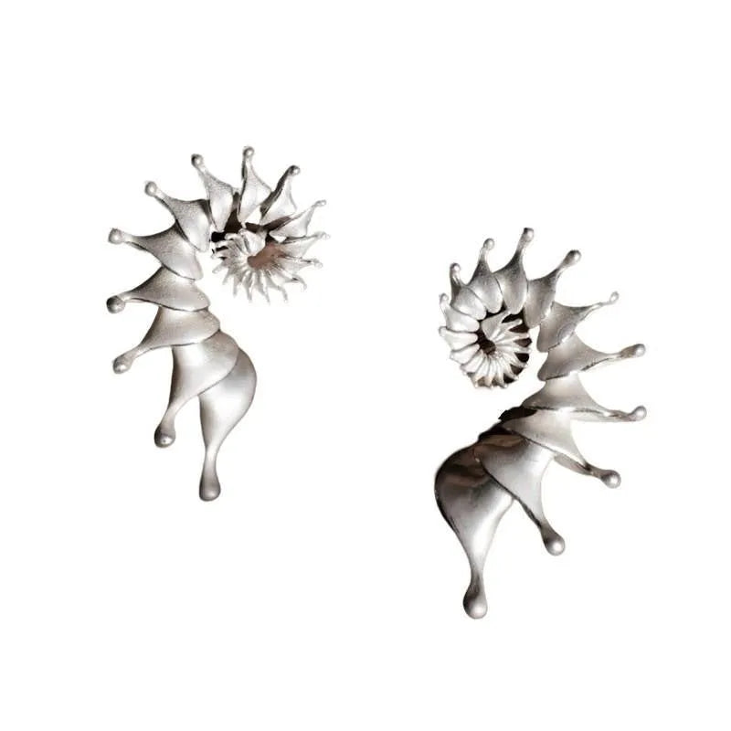 Alloy conch stud earrings with exaggerated three-dimensional shape and matte finish