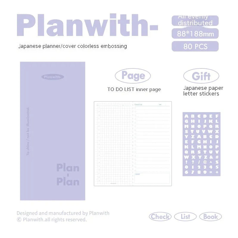 A5 embossed meter notebook open on a desk, showing white 100gsm paper and a choice of five cover colours.