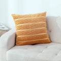 A square striped velvet pillow cover in a chosen colour, measuring 45 by 45 centimetres.
