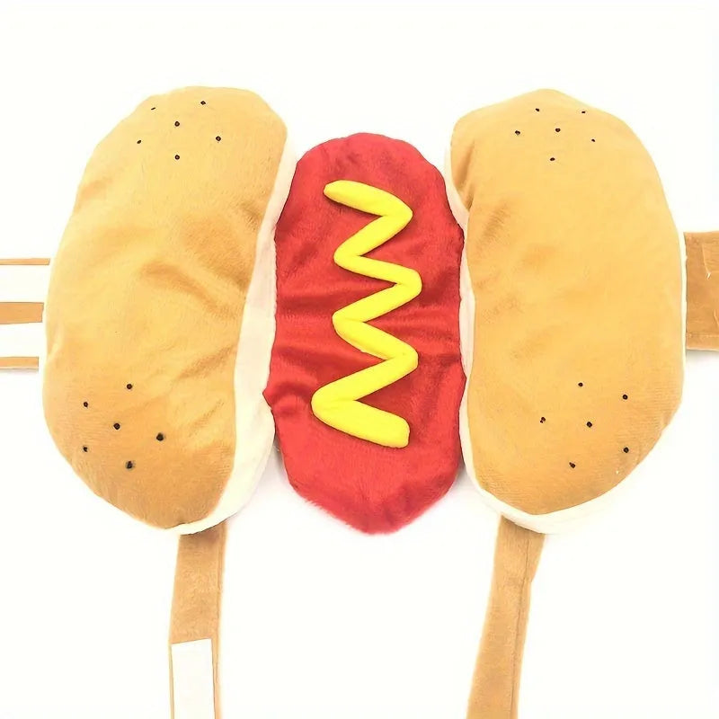 Brown hot dog costume coat for small dogs on dachshund pet