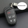 Silicone car key case for Dodge Chrysler Fiat with carbon fibre pattern and optional buckle
