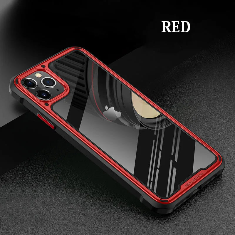 Transparent silicone and PU business style back cover case for Apple iPhone 11 Pro Max showing clear design and precise cut-outs