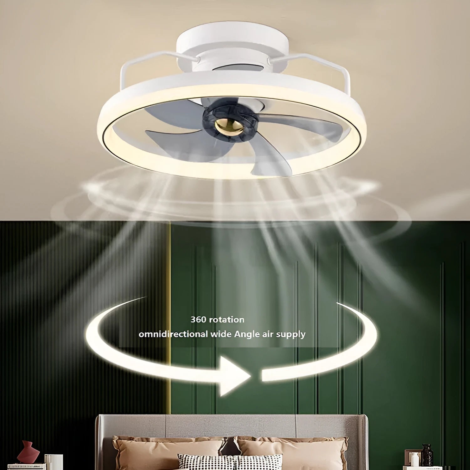 500mm overhead fan lamp with integrated light fitting in multiple colour finishes