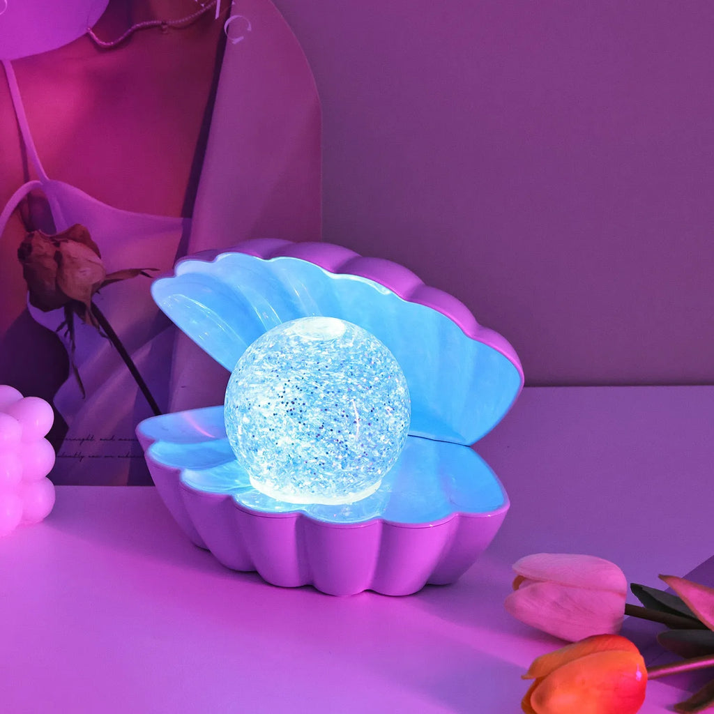 Shell-shaped decorative neon night lamp in choice of three colours with 15cm size