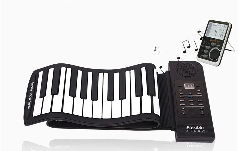61 key folding hand roll piano with black keys, thickened hand feel, 128 tones and MIDI port