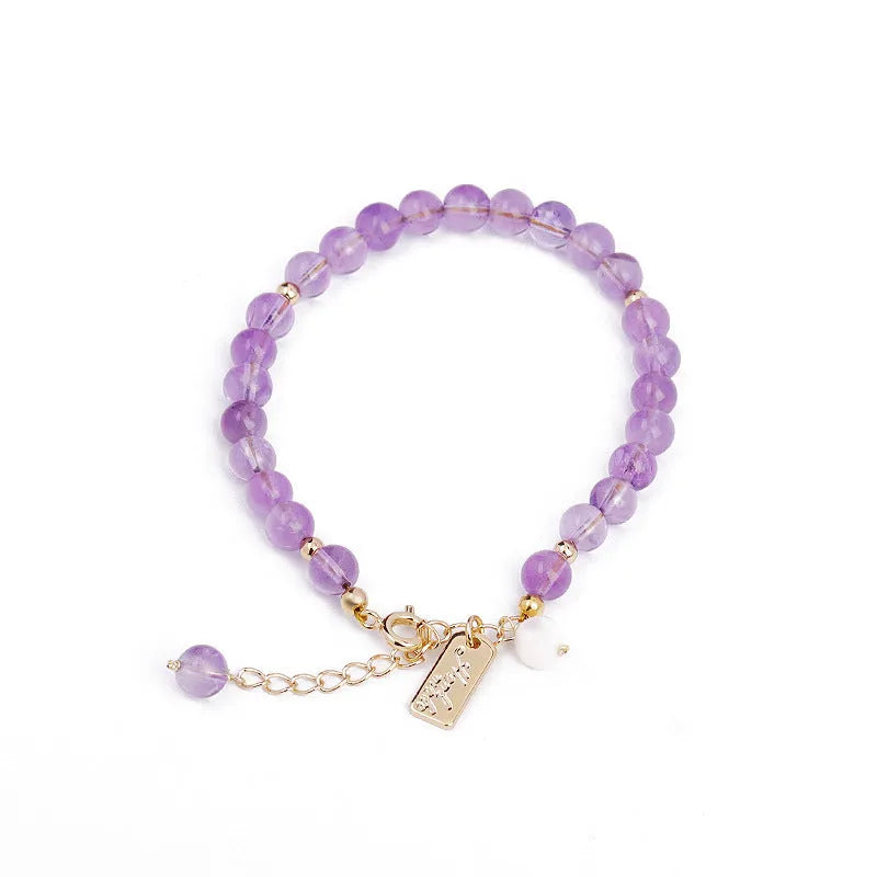 Natural lavender amethyst crystal bracelet with animal or zodiac motif for women.