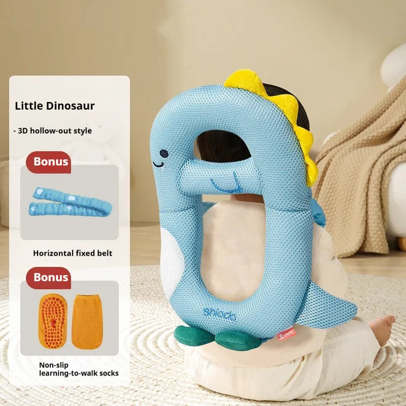 Cartoon anti-collision pillow for baby fall protection with dinosaur design and EPS particle filling