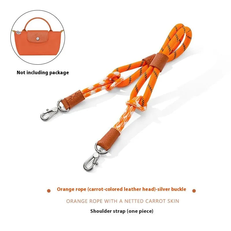 Braided nylon and leather shoulder strap with alloy buckle for bag modification