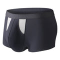 Ice silk sports shorts with double-layer hole bag design in a selection of colours on a white background.