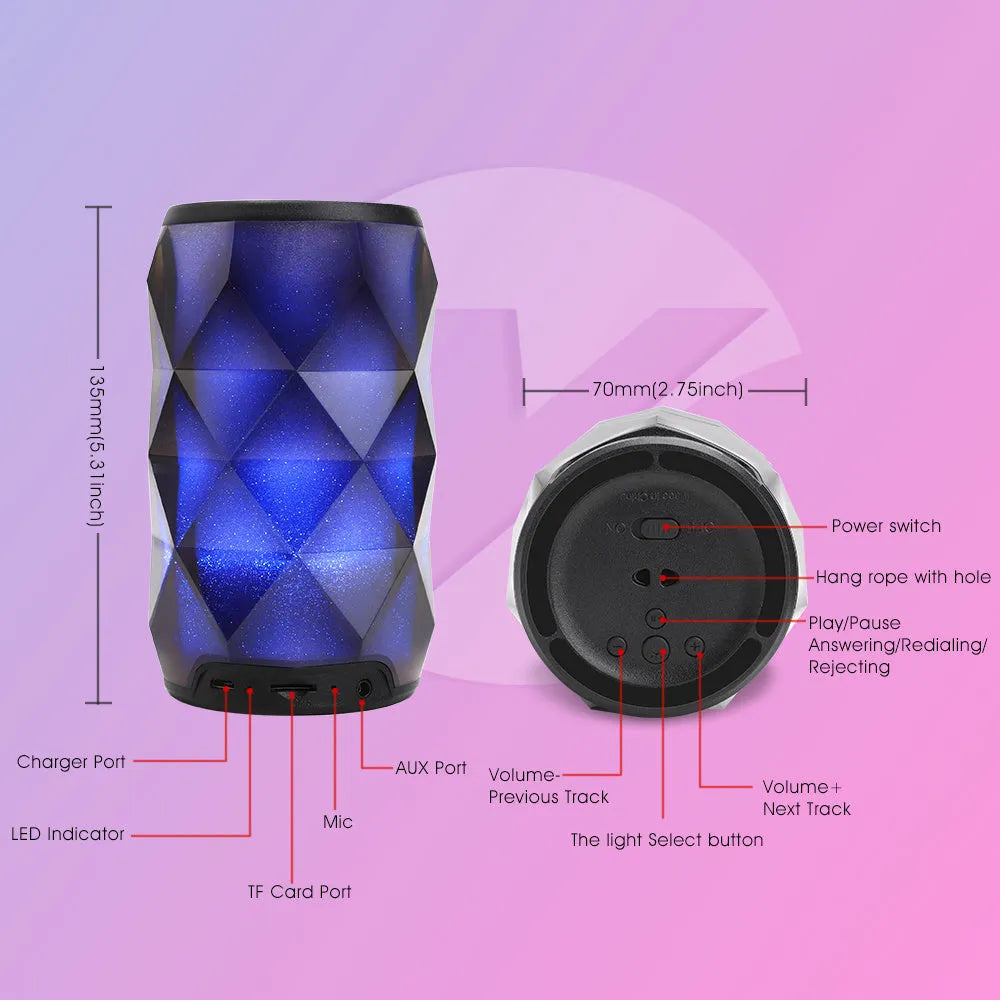 Black crystal diamond cut Coke can shaped lantern Bluetooth speaker with colourful lighting.