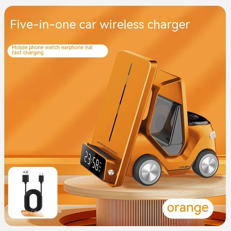 15W three-in-one wireless charging bracket in grey white yellow orange with Type-C interface