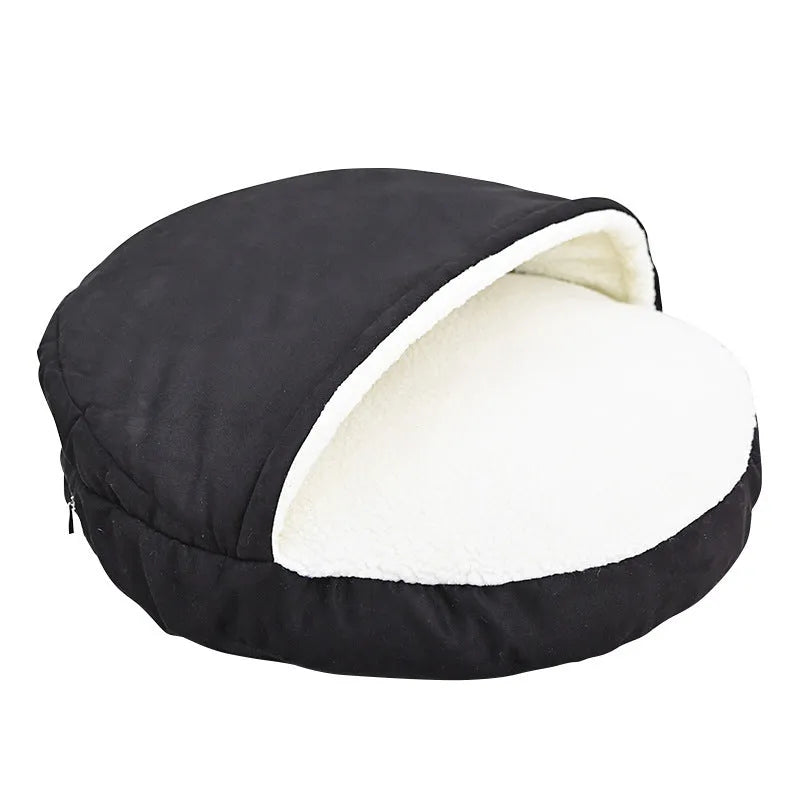 Brown cloth dog kennel with removable washable cover for indoor pet use