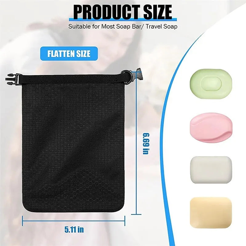 White bubble net mesh soap container measuring 17x13cm with waterproof quick-drying design