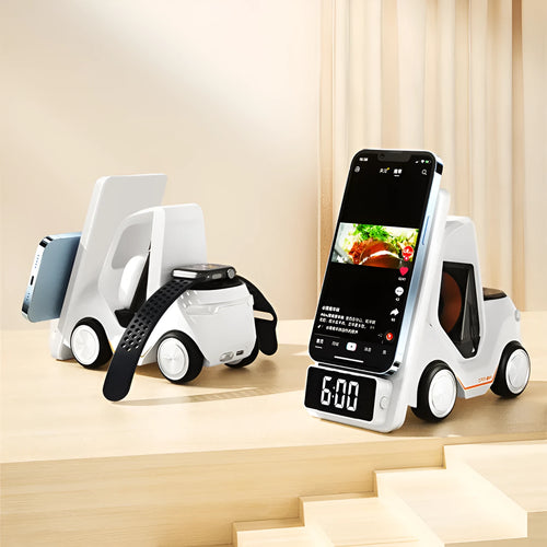 15W three-in-one wireless charging bracket in grey white yellow orange with Type-C interface