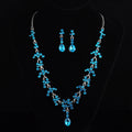 Bridal jewellery set with necklace and earrings in blue, purple or white for wedding dress accessories
