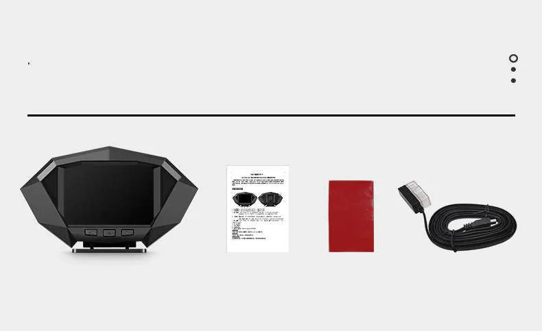 Black vehicle head-up display unit with HD LCD screen and OBD cable for windscreen projection