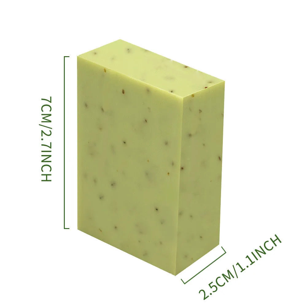 Handmade essential oil soap bar with frosted texture in multiple fragrance options